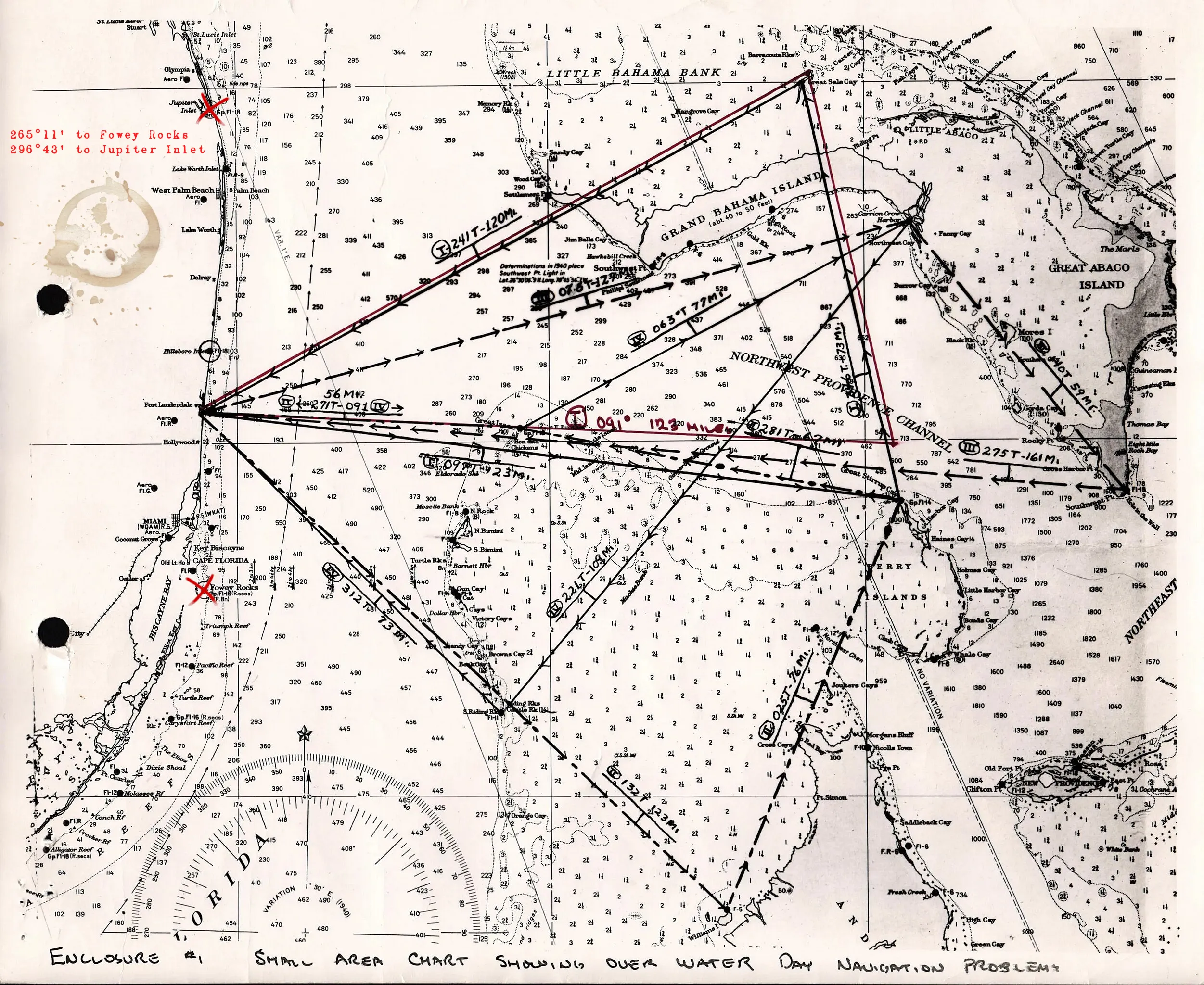 An old navigation chart of the Bermuda Triangle (allegedly)